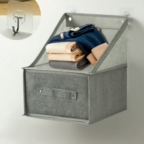 Closet Organizer, Hanging Bag Drawer Fabric Box, Space Saving Wall-mounted, Easy to Fold Install, Multiple Compartments for Categorized Storage, Protects Clothes, Stylish Gray