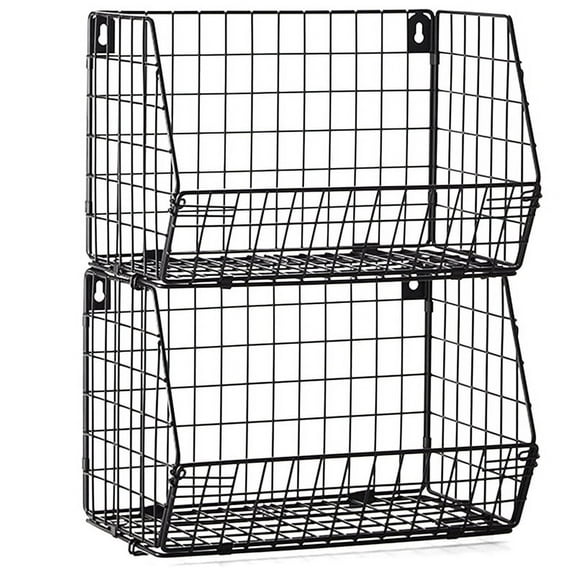 Closet Organizer Hanging Wire Basket Food Storage Mesh Bin Clothes Shelves for Laundry Room Closet Office Home Kitchen