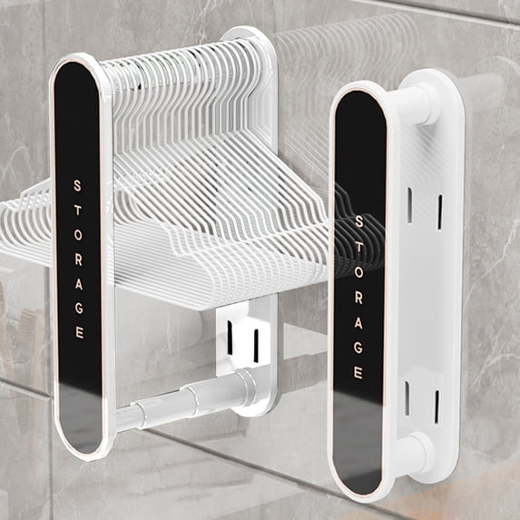 Closet Organizer, Retractable Hanger Storage Rack, No Drilling Wall Mounted Space Saver, for Wardrobe and Balcony, Homeowners and Renters