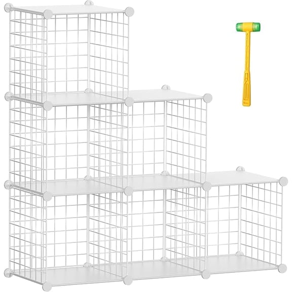 Closet Organizer Storage Cabinet Metal Shelf Rack Bookshelf 6 Cube Black Plus Iron