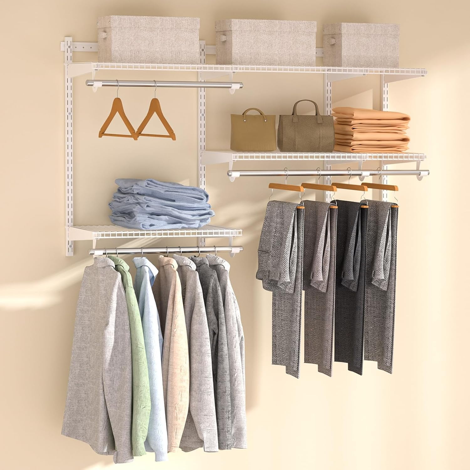 Mainstays closet organizer 2 hanging racks 4 adjustable shelves hotsell