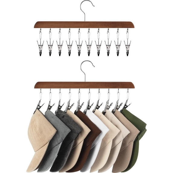 StorageWorks Hat Rack, Closet Organizer and Storage for Baseball Caps,Set of 2 with 10 Adjustable Stainless Steel Clips, Fits All Caps