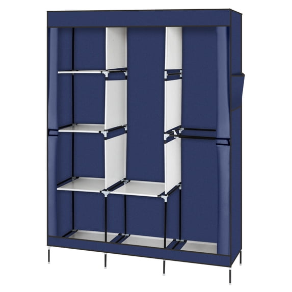 Closet Organizer for Bedroom, Wardrobe Rack for Home, Blue 71" Portable Closet Wardrobe Clothes Rack Storage Organizer with Shelf PKWQ507RB-1