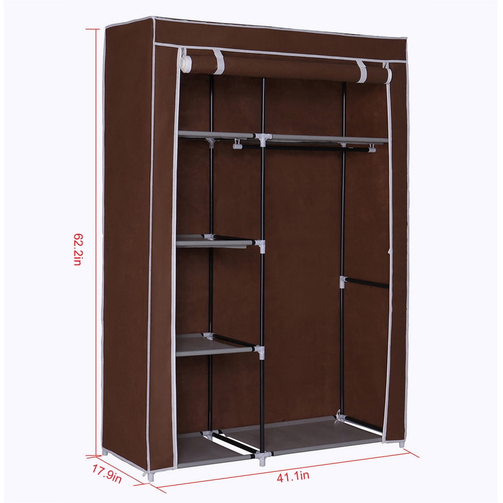 Closet Organizer for Bedroom, Wardrobe Rack for Home, Dark Brown 64" Portable Closet Storage Organizer Wardrobe Clothes Rack with Shelves Closet Organizer for Bedroom, Wardrobe Rack for Home, Dark Brown 64" Portable Closet Storage Organizer Wardrobe Clothes Rack with Shelves