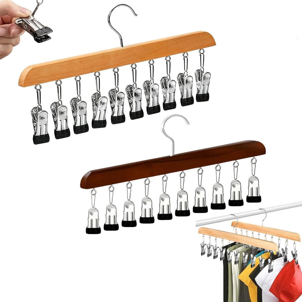 Closet Organizer with 10 Clips,Hat Hangers for Closet,360° Swivel Big Hook Closet Organizer and Storage,Fits All Caps & Pants,