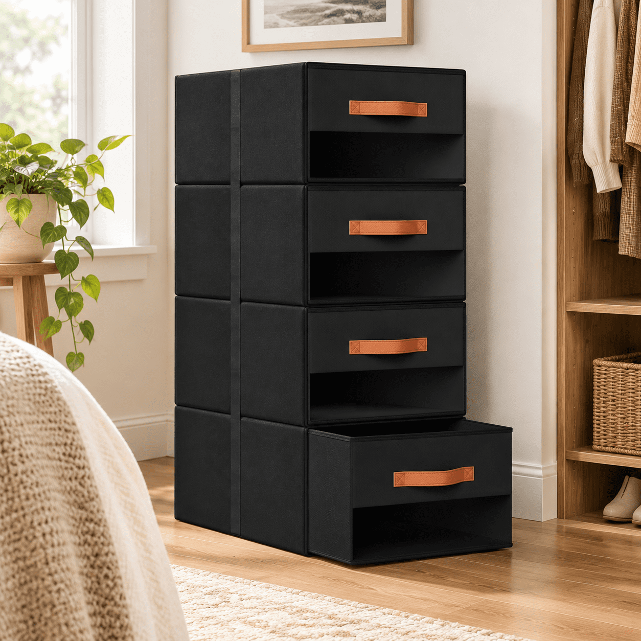 Closet Organizers And Stor- Pull-out Fabric Bwith Drawers For Foldable ...