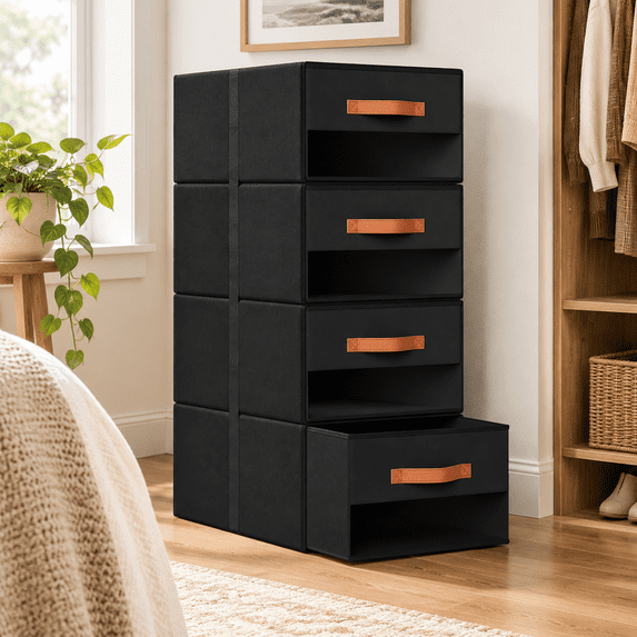 Closet Organizers And Stor- Pull-out Fabric Bwith Drawers For Foldable ...
