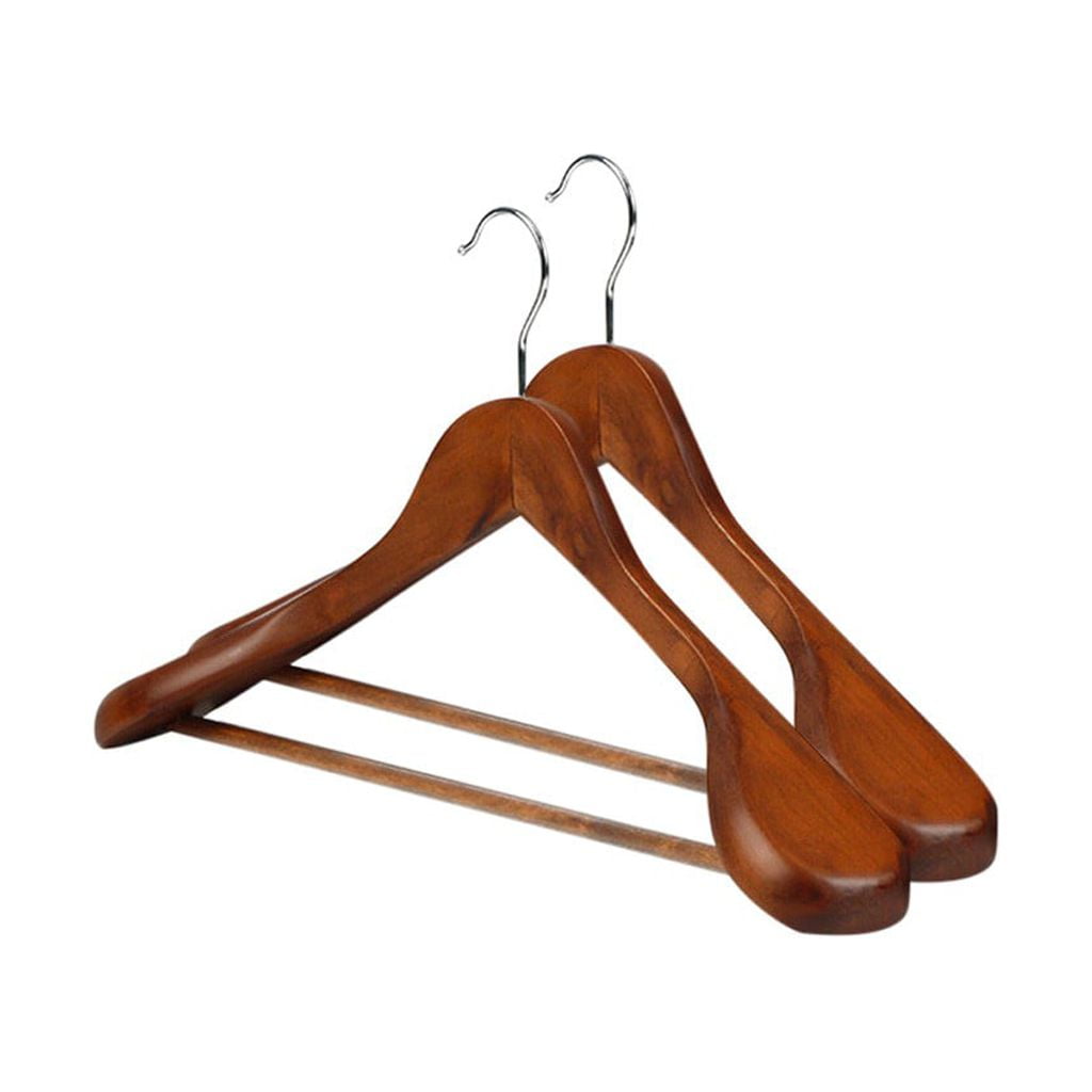 Closet Organizers And Storage 2Pc HighGrade Wide Shoulder Wooden Coat Hangers Solid Wood Suit