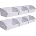 thumbnail image 1 of Closet Organizers Bins 6 Packs - Large Closet Shelf Organizer with Handles, Fabric Trapezoid Storage Bins, Collapsible Storage Cubes for Clothes, Towels, Light Gray, 1 of 14