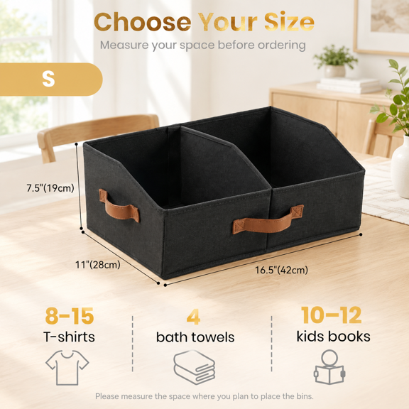 Closet Organizers Stor Small Collapsible Bin 3pc Black