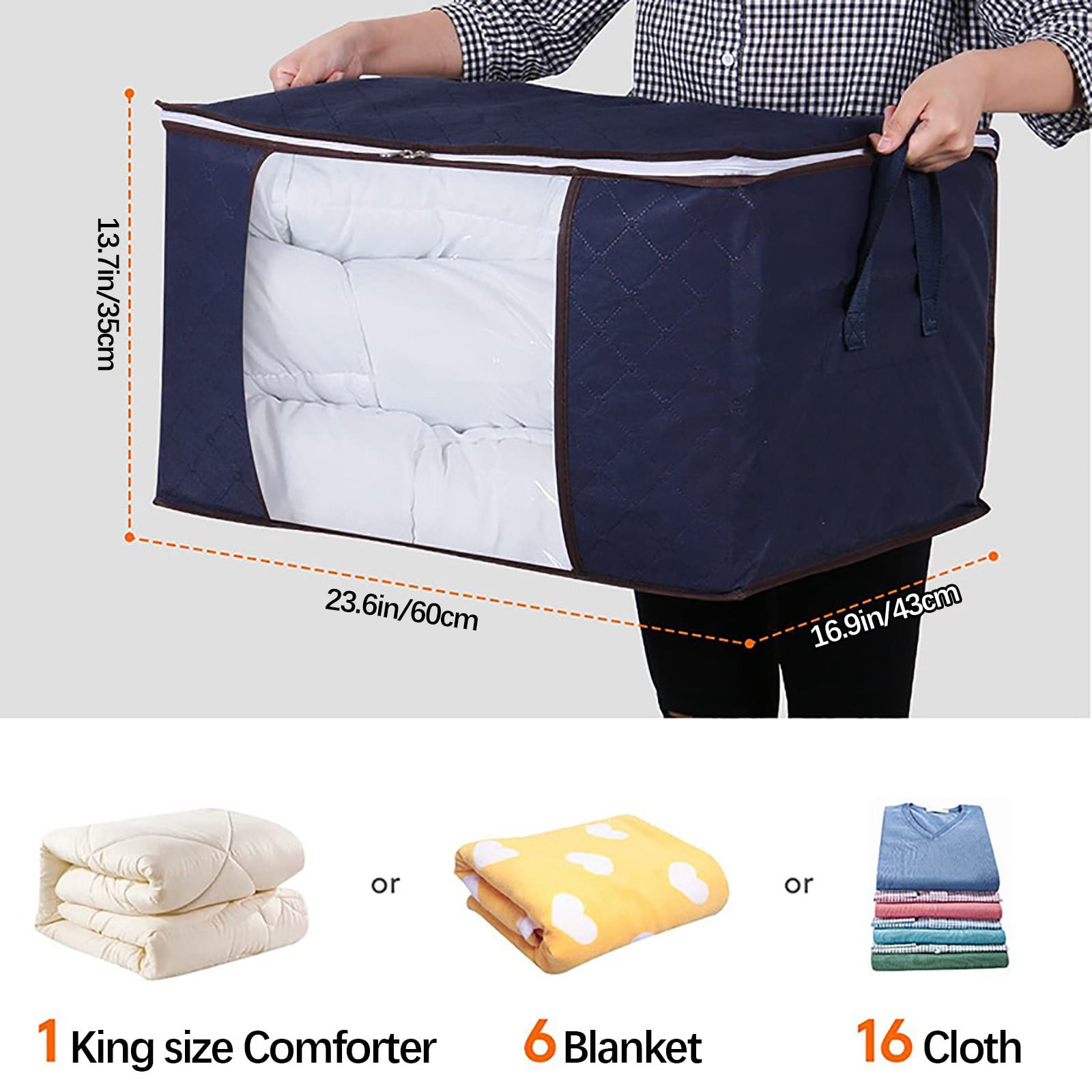 Closet Organizers and Storage 1 Pack 80 L Storage Bags Large Blanket ...