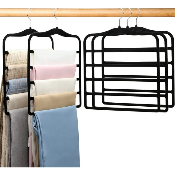 Closet Organizers and Storage,3 Pack Organization and Storage Pants-Hangers-Space-Saving,Velvet Hanger for Dorm Room for College Students Girls Boys Guys Hanging Jean Scarf