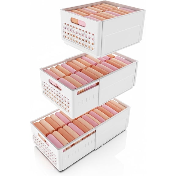 Closet Organizers and Storage, 3 Pack Stackable Storage Drawers, Plastic expandable Closet Storage Bins for Bathroom Kitchen Laundry Room Wardrobe Office.