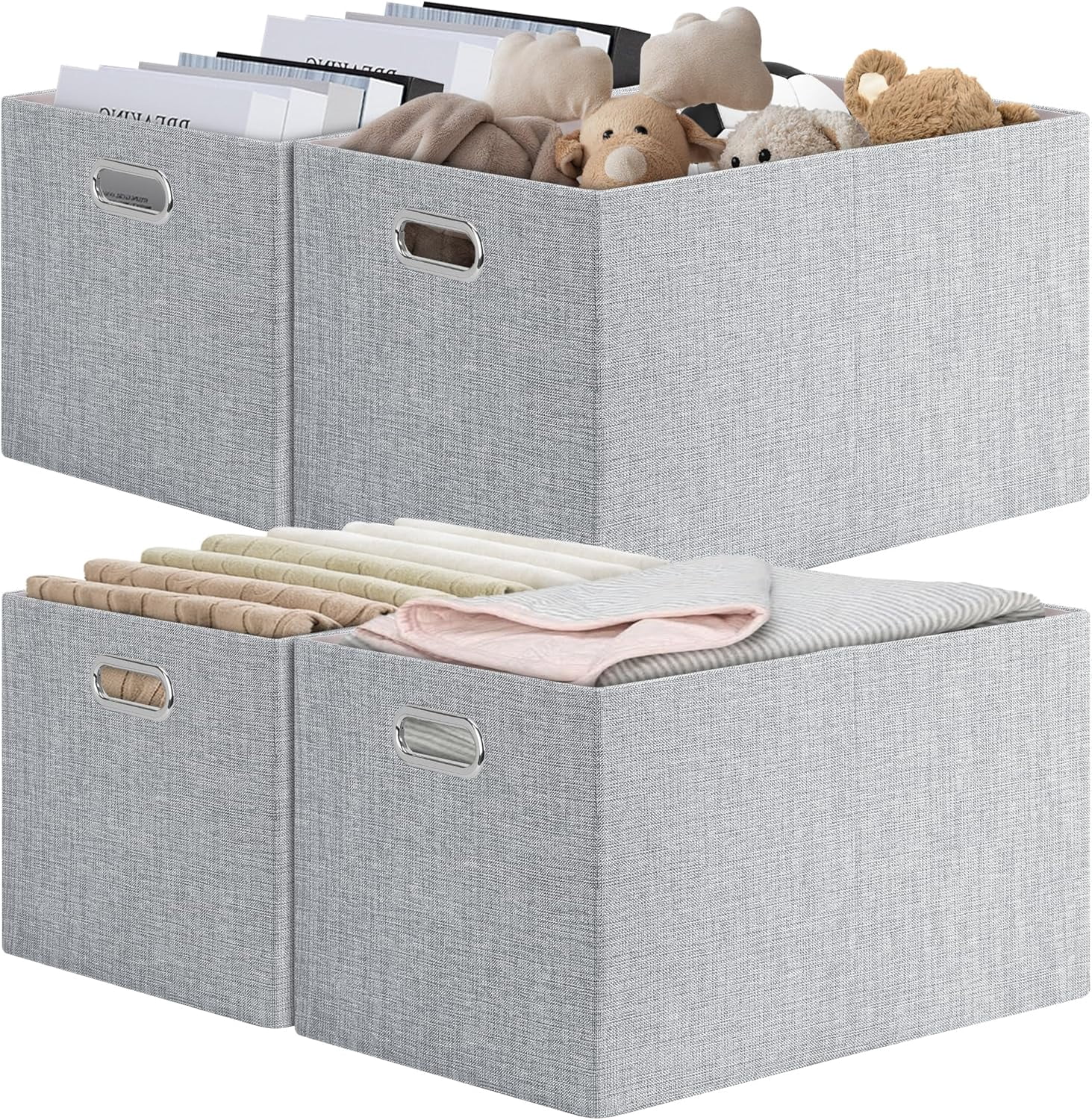 Closet Organizers and Storage, 4 Pack Large Linen Storage Bins ...
