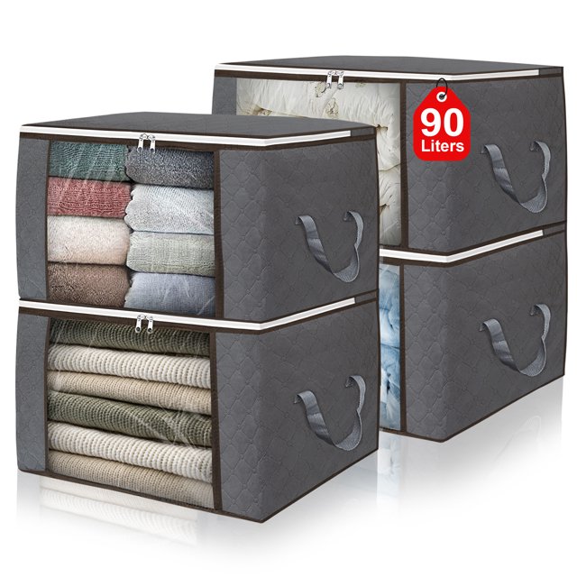 Closet Organizers and Storage Bags, 4PCS 90L Large Capacity Clothing