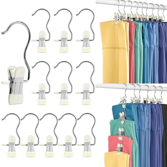 Cozymood Boot Hangers Clips for Closet, 30 Pack Legging Organizer for Closet, 360° Rotating Pants Hangers with Clips, Space Saving Hanger
