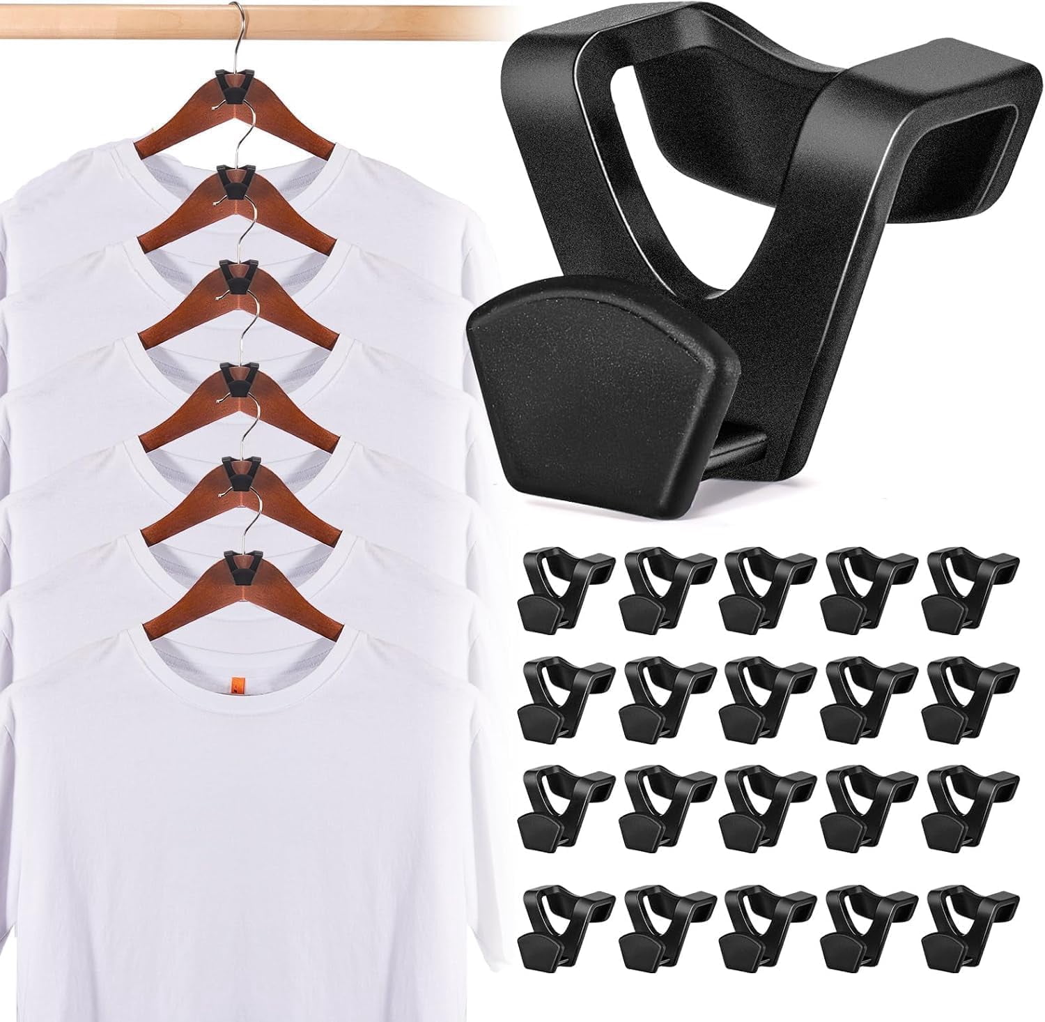 Closet Organizers and Storage, College Dorm Room Essentials - 60 Pack Clear Clothes Hanger Connector Hooks, Heavy Duty Hangers Organization, Premium Space Saving Hangers