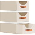 thumbnail image 1 of Closet Organizers and Storage - Large Storage Bins with Drawer, Fabric Clothes Organizers and Storage, Collapsible Storage Drawers Organizer for Bedroom, Living Room, 4 Pack, Beige, 1 of 6