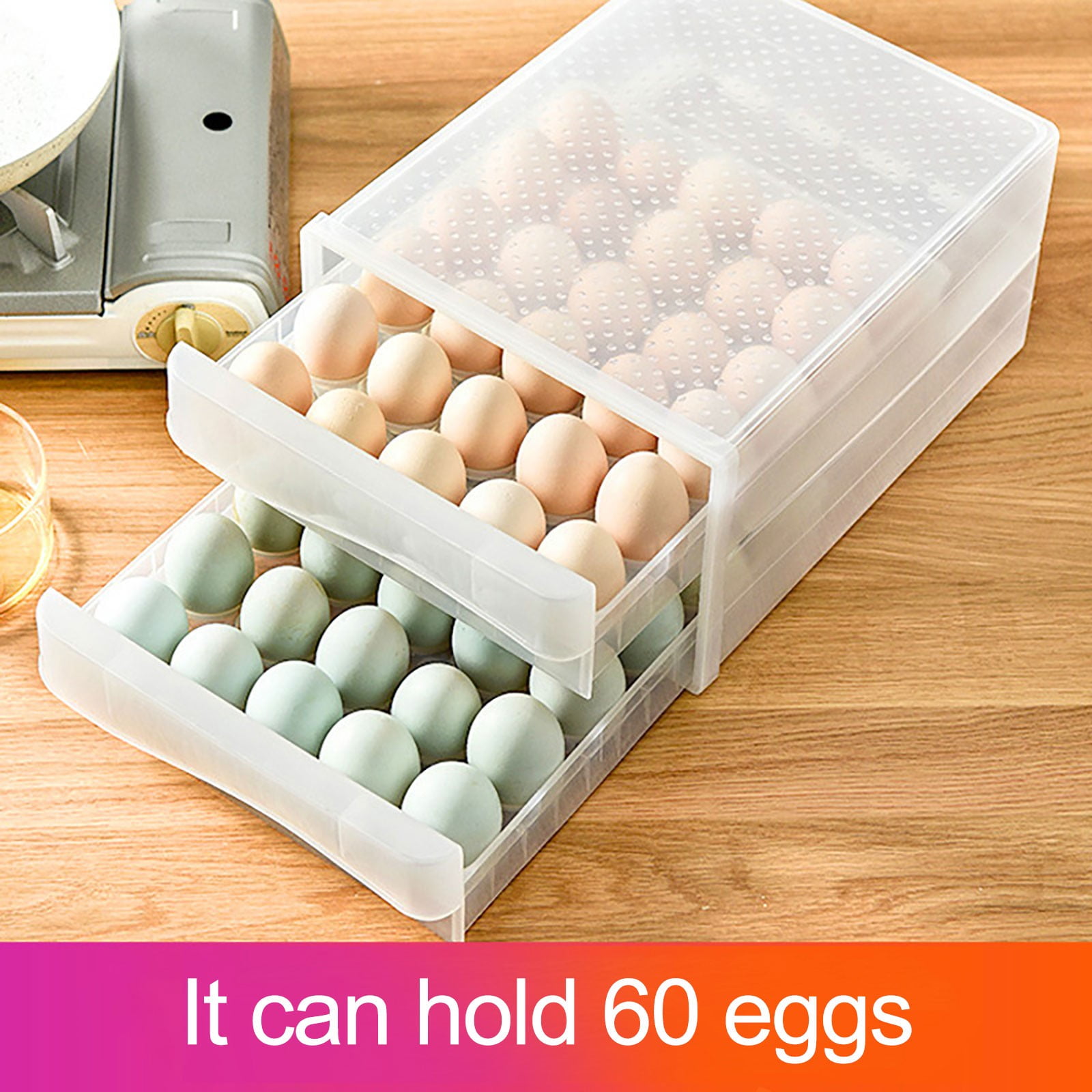 Closet Organizers And Storage Plastic eggs container fridge eggs storage box stackable transparent eggs box suitable for large quantity (60 eggs) Storage Bins, Closet Organization and Storage Divider