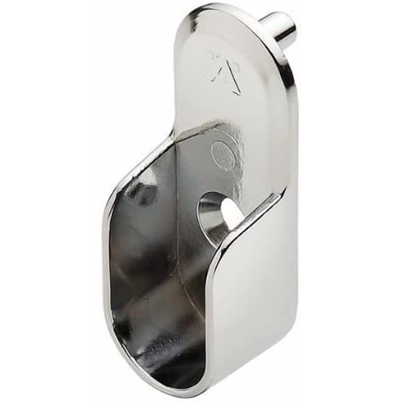 Closet Oval Wardrobe Rod Support 1 Pair with Dowel 15mm X 30mm (Chrome)
