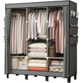 thumbnail image 1 of Closet, Portable Closet for Bedroom, Strong and Sturdy Black Portable Closets for Hanging Clothes with 3 Hanging rods, 6 Storage Shelves andSide Pocket.51 W*17.7" D*67.7" H (Grey), 1 of 16