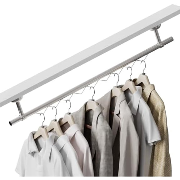 Closet Rail Hanging Closet Rod Ceiling Clothes Rack Any Angle Hanging Rail Clothes Rod Wall Mount Sloped Ceiling Solutions for Attic Bedroom Under Stairs Storage(Silver)$$Home Decor, Kitchen, & Other