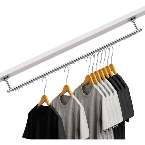 Closet Rail Hanging Rod 41 Inches Any Angle Sloped Ceiling Wall Mount Silver