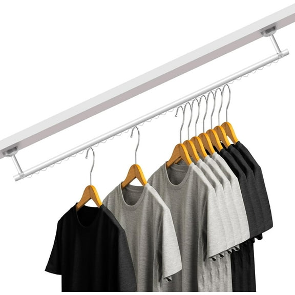 Closet Rail Hanging Rod 41 Inches Any Angle Sloped Ceiling Wall Mount White