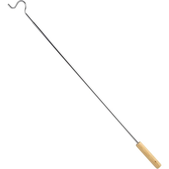 Closet Reacher Pole with Hook and Wooden Handle & Shepherds Hook | Heavy-Duty, Adjustable 2.75-5 Feet, Chrome Plated Steel Clothing Hanger, Easily Reach Clothes, Perfect for College Dorm