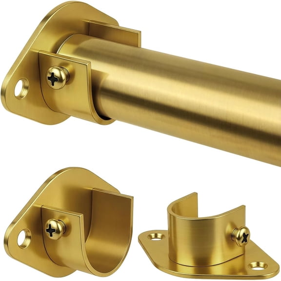 Closet Rod, 17 to 28 Inch Heavy Duty Adjustable Metal Clothing Rack for Hanging Clothes, Closet Poles for Wardrobes, Laundry, Durable Steel, GoldUpgraded Extra Strong