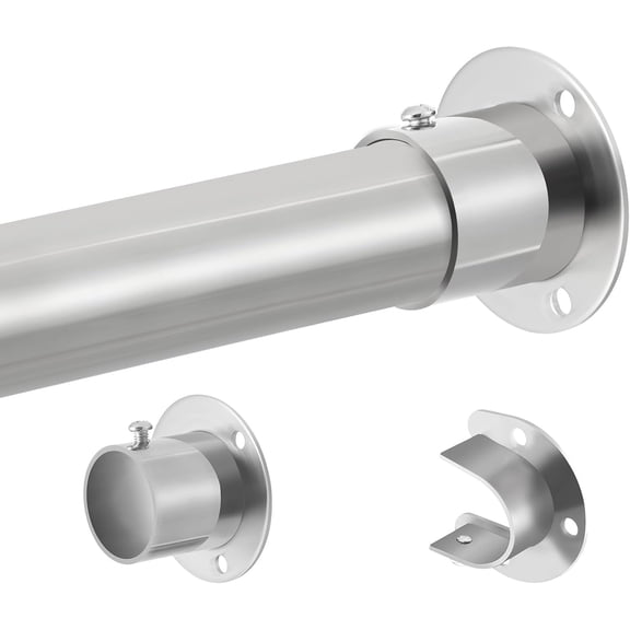 Closet Rod, 17 to 87 Inch Stainless Steel Adjustable Closet Rod,1.3 Inch Diameter Heavy Duty Closet Rods for Hanging Clothes,Silver Closet Poles for Wardrobes