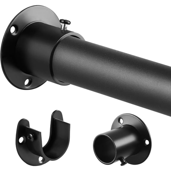 Closet Rod, 17 to 40 Inch 1.3 Inch Diameter Heavy-Duty Adjustable Closet Rods for  Clothes Closet  Rod Metal Matte Black Closet Poles for Wardrobes