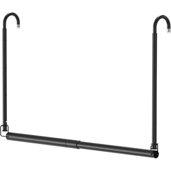 Closet Rod Adjustable Width Height Closet Rods For  Clothes Black Closet Extender  Rod Clothes Space-Saving  Bar Organizer
