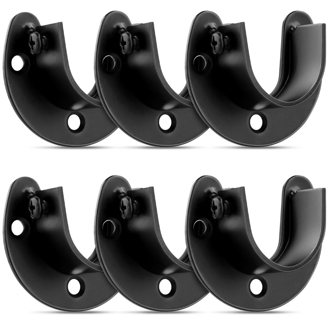 Closet Rod Bracket, 6PCS Stainless Steel Closet Rod Support Holder, U Shape Curtain Rod Socket