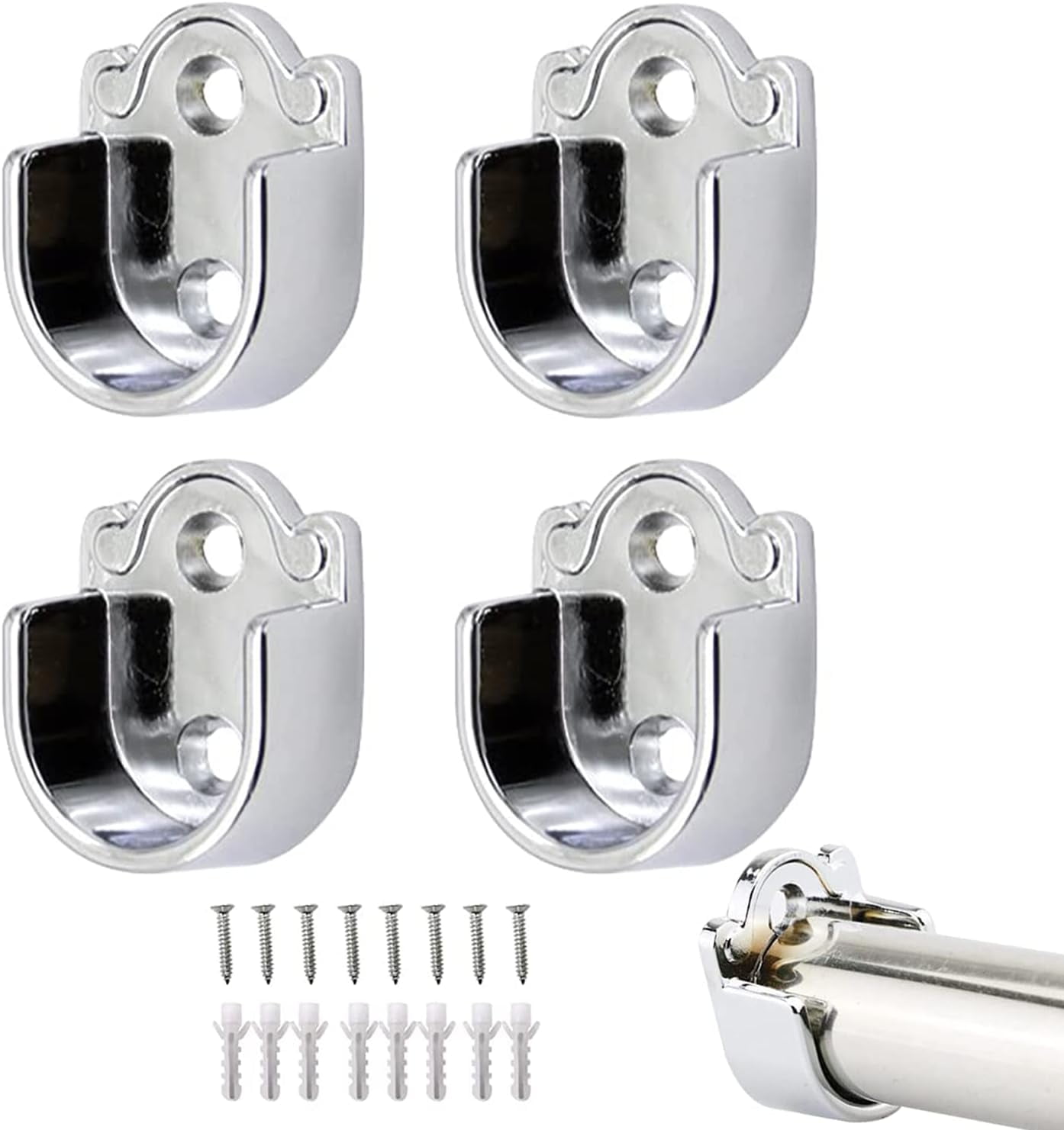 Closet Rod End Support, 4 Pcs Stainless Steel Heavy Duty Closet Pole