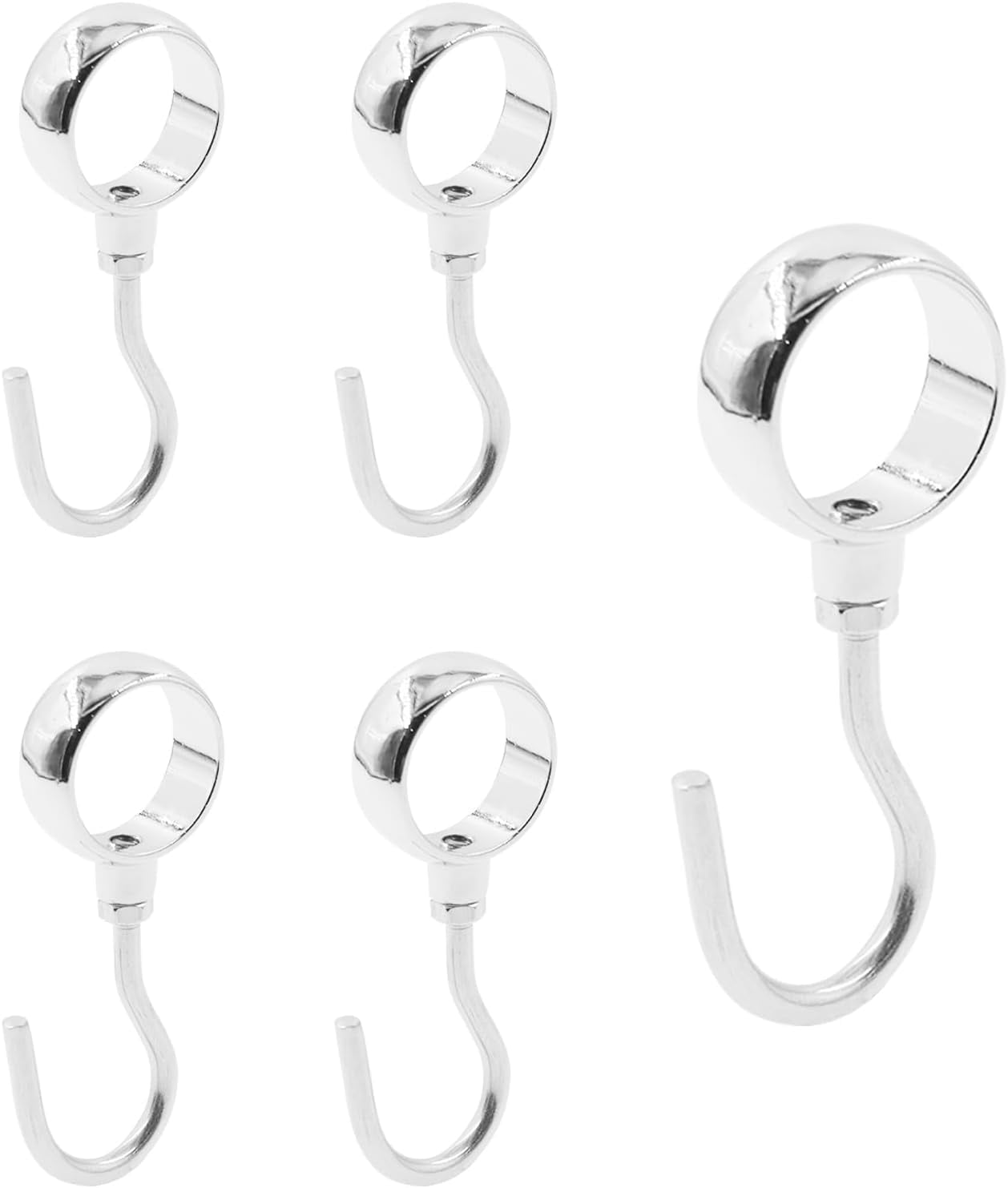 4 Pack Stainless Steel J-Hooks For 1 Inch Closet Rods - Adjustable Hanging Hooks For Clothes, Curtains, Kitchen