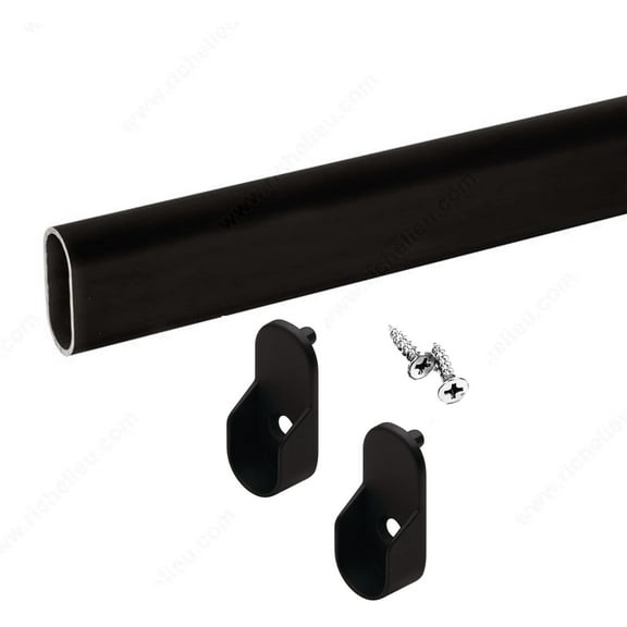 Phillco Closet Rod Steel Matte Black Oval 48 inches Pin Mount