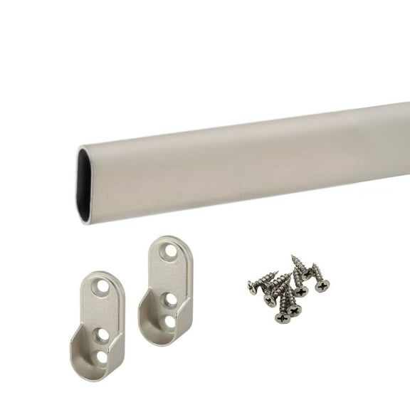 Phillco Closet Rod Aluminum Matte Nickel Oval 48 inches Screw Mount