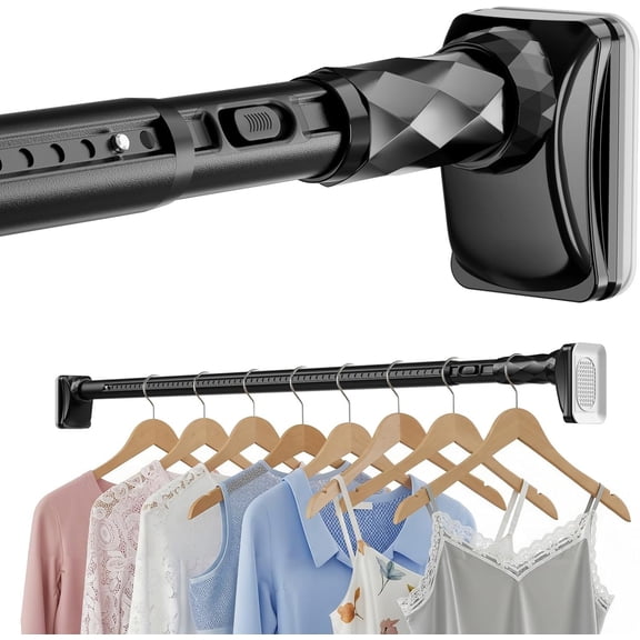 Closet Rods For Clothes,41-67 In(3-6ft) Extra Long Tension Rod For Closet,Adjustable Rod Without Drilling 33lb Heavy Duty Closet Rods Diameter 1.26in--Bond Stretching,Black