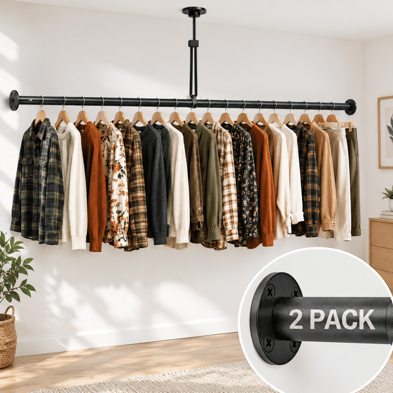Closet Rods For Hanging Clothes Adjustable 17
