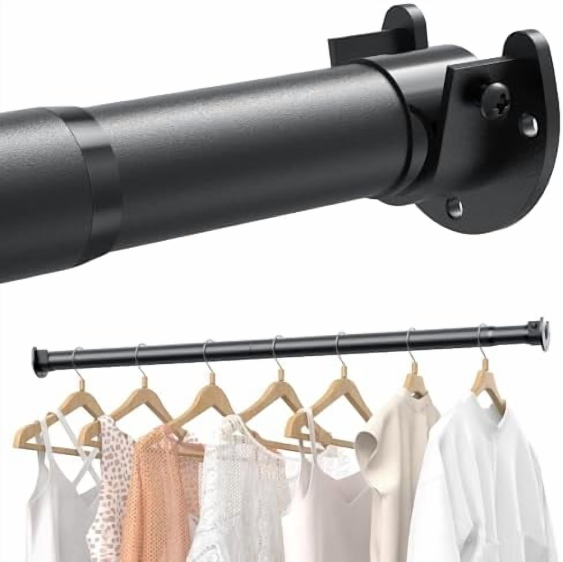 Closet Rods for Hanging Clothes, 17 to 69 Inches Stepless Adjustable