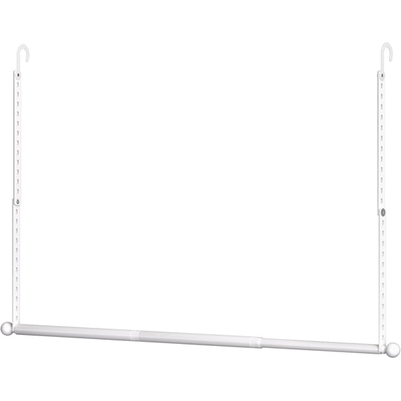 Closet Rods for Hanging Clothes, Adjustable Metal Closet Extender Hanging Rod, Space-Saving Closet Rod Extender Clothes Hanging Bar, Closet Poles for Hanging Clothes (White, 31.5-47.2 IN)