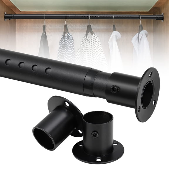 Closet Rods for Hanging Clothes, Heavy Duty Closet Rod 17-70 inch Adjustable Clothes Hanging Bar Metal Shower Curtain Rods