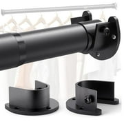 Supforce Closet Rods for Hanging Clothes,17-82in Stepless Adjustable Closet Rod,1.3in Diameter Heavy Duty Closet Hanging Rod, Matte Black