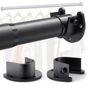 Supforce Adjustable Stepless 17-98in Closet Rods for Hanging Clothes ,1.3in Diameter Heavy Duty Closet Hanging Rod, Matte Black