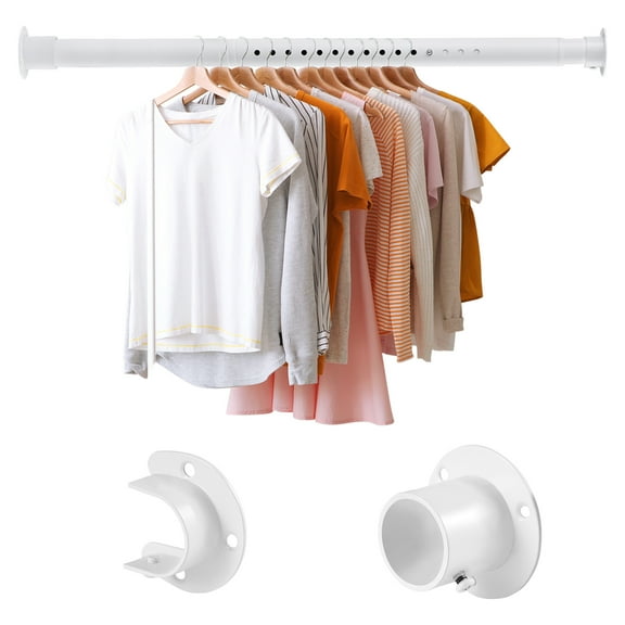 Closet Rods for Hanging Clothes, 17 to 87 Inches White Adjustable closet Hanging Rod for Wardrobes