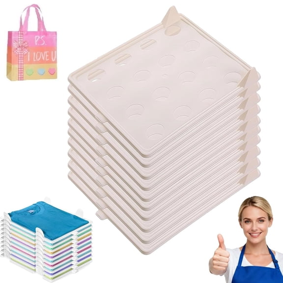 Closet Shirt Organizer, 10-Piece (Style C) Space-Saving Stackable Breathable Storage for Shirts, Jeans & Pants Z