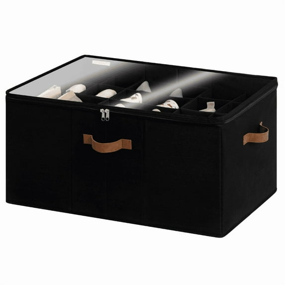 Closet Shoe Organizer with Adjustable Dividers,Holds 16-24 Pairs,Clear Dust-Proof Cover & Sturdy Cubby Design for Sneakers,loafers etc.