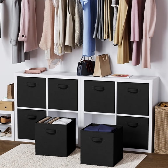 Closet Storage Bins + Fabric Cube – 8-Pack 13-Inch Foldable Baskets, Decorative and Functional, Ideal for Closet, Shelves, Bedroom, and Nursery