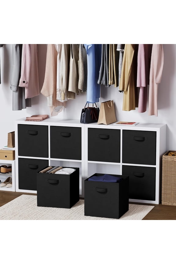 Closet Storage Bins + Fabric Cube – 8-Pack 13-Inch Foldable Baskets, Decorative and Functional, Ideal for Closet, Shelves, Bedroom, and Nursery